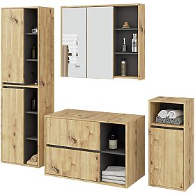 SET DE MOBILIER DE BAIE SUSPENDAT CU DECUPAJE VAMI STEJAR ARTISAN / GRI GRAFIT