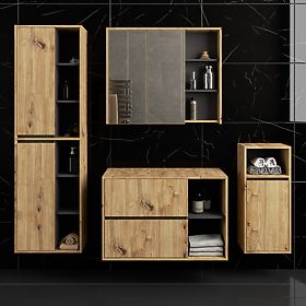 SET DE MOBILIER DE BAIE SUSPENDAT CU DECUPAJE VAMI STEJAR ARTISAN / GRI GRAFIT