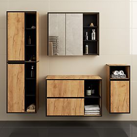 SET DE MOBILIER DE BAIE SUSPENDAT CU ORIFICII VAMI STEJAR CRAFT / NEGRU