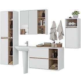 SET DE MOBILIER DE BAIE SUSPENDAT VAMI ALB / STEJAR SONOMA