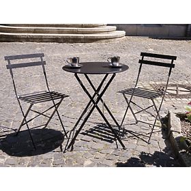 Set de mobilier de balcon (2 x scaune pliabile + masă) SEMPLICI Oțel Negru