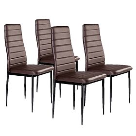 Set de scaune din piele ecologică 4 bucăți cu spătar înalt - maro, MODERNHOME