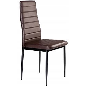 Set de scaune din piele ecologică 4 bucăți cu spătar înalt - maro, MODERNHOME