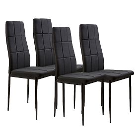 Set de scaune tapițate pentru sufragerie și living 4 bucăți negre, MODERNHOME