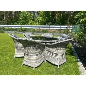 Set de sufragerie mare din technoratan (6 fotolii + masă) MODERNO gri deschis