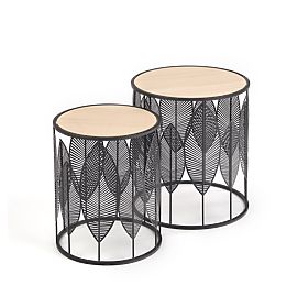 Set FOLLA de 2 bănci negru / natural (1p=1buc), Halmar