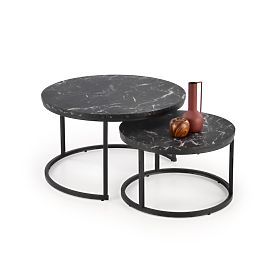 Set JAVA de 2 bănci, marmură neagră / negru (1p=1buc)
