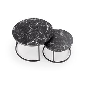 Set JAVA de 2 bănci, marmură neagră / negru (1p=1buc)