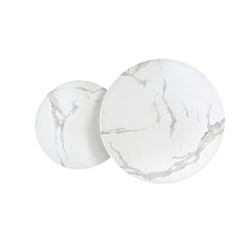 Set MERCURY 2 de 2 bănci, cadru - argintiu, sticlă - marmură albă (1p=1buc), Halmar