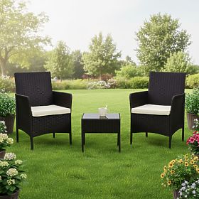 Set mobilier de grădină 2 fotolii + masă sticlă călită neagră MultiGarden, MultiGarden