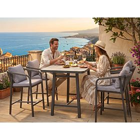 Set mobilier de grădină (4 scaune de bar + masă înaltă) BREZZA gri