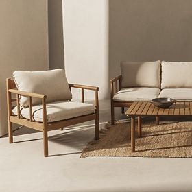 Set mobilier de grădină Mortlake lemn de eucalipt FSC, aspect de tec, bej deschis