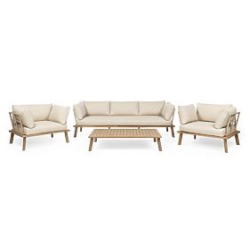 Set mobilier de grădină Penne lemn de eucalipt FSC, aluminiu, bej