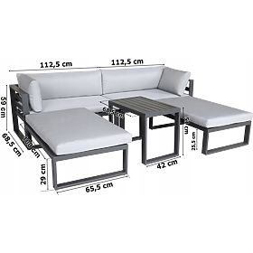 Set mobilier de grădină SANTO aluminiu gri