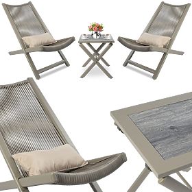 Set mobilier de terasă CHILL SAND șezlonguri și măsuță, CHILL