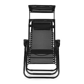 Șezlong de grădină cu spătar reglabil și copertină mobilă Modernhome - negru, MultiGarden