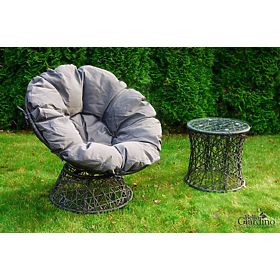 Șezlong de grădină din tehnoratan + măsuță TWIST gri