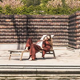 Șezlong de grădină Shelly reglabil, din aluminiu, bej