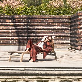 Șezlong de grădină Shelly reglabil, din aluminiu, bej