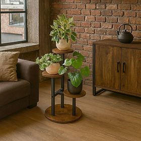 Suport metalic loft pentru flori MIGUEL RUSTIC stejar antic, Halmar
