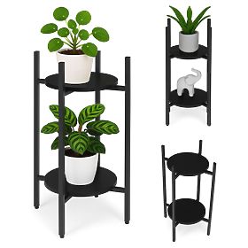Suport pentru flori, suport pentru flori, decor, 2 niveluri, negru, ModernHome