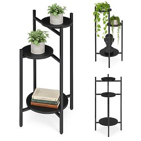 Suport pentru flori, suport pentru flori, decor, 3 niveluri, negru, ModernHome