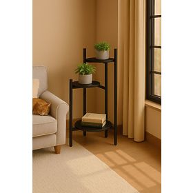 Suport pentru flori, suport pentru flori, decor, 3 niveluri, negru, ModernHome