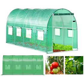 Tunel de grădină cu folie, seră 4x2x2 m 8 m² cadru metalic folie UV 2 intrări, Bauerkraft