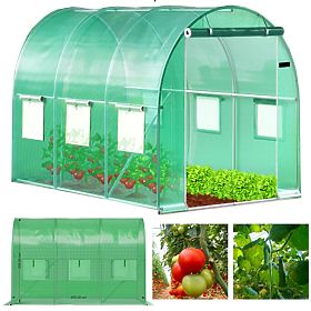 Tunel de grădină din folie 4x2,5x2 m 10 m² cadru metalic folie UV, Bauerkraft