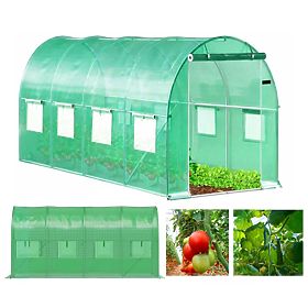 Tunel de grădină din folie 6x3x2 m 18 m² cadru metalic folie UV, Bauerkraft