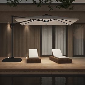 Umbrelă de grădină cu braț Shade Deluxe 4x3 m cu husă și iluminare LED solară, rotativă
