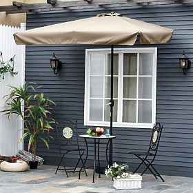 Umbrelă de grădină mare, dreptunghiulară, înclinată, pliabilă, cu manivelă, bej 200 x 140 cm, MultiGarden