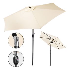 Umbrelă de grădină mare, înclinată, pliabilă, cu manivelă, 6 spițe, bej, 270 cm, MultiGarden