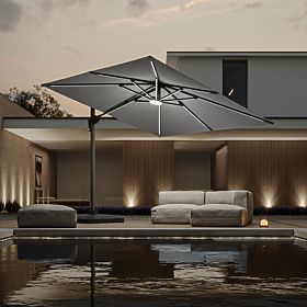 Umbrelă de grădină pe suport Shade Deluxe 4x3 m cu husă și iluminare LED solară, rotativă