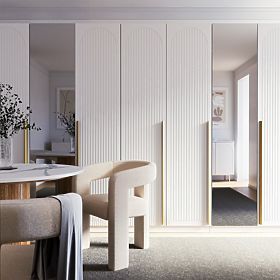 Ușă pentru dulap Neroli, 45,6 cm, caneluri arcuite, albă, dreapta, lectus