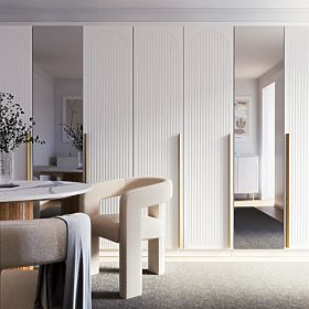 Ușă pentru dulap Neroli, 45,6 cm, caneluri arcuite, albă, stânga, lectus