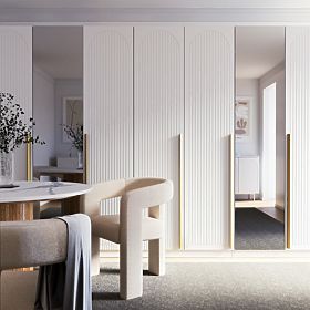 Ușă pentru dulap Neroli, 45,6 cm, caneluri arcuite, albă, stânga, lectus