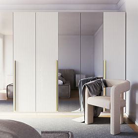 Ușă pentru dulap Neroli, 45,6 cm, caneluri simple, albă, lectus