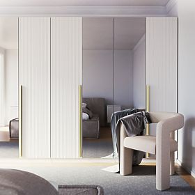 Ușă pentru dulap Neroli, 45,6 cm, caneluri simple, albă, lectus