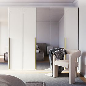 Ușă pentru dulap Neroli, 45,6 cm, inserție arcuită, albă, stânga, lectus