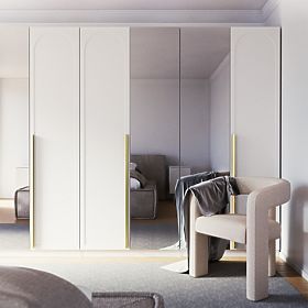 Ușă pentru dulap Neroli, 45,6 cm, inserție arcuită, albă, stânga, lectus