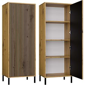 Vitrină KAMARO 1DD SLIM STEJAR ARTISAN Panou Frontal Lamelar